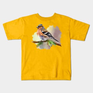 Watercolor Chaffinch on a twig Kids T-Shirt